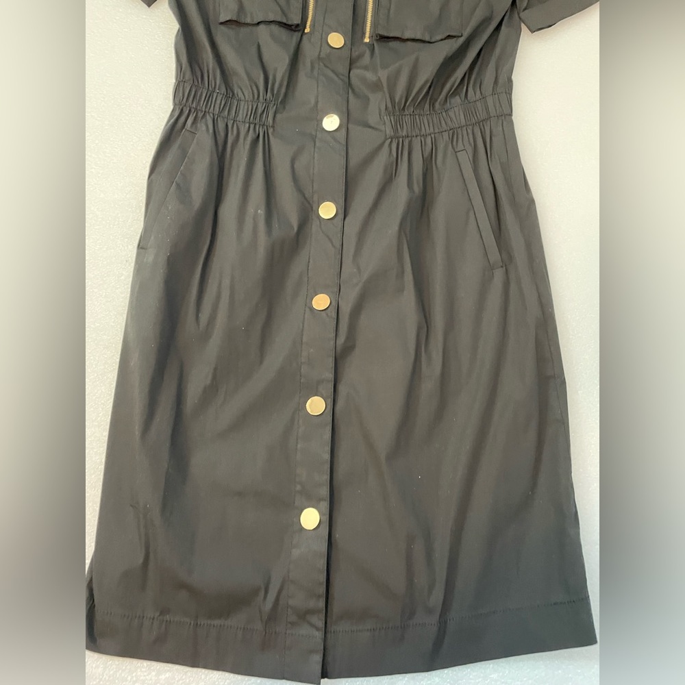 TORY BURCH Black with Gold Snap Buttons Shirtdress Dress Sz 6 Small - Picture 4 of 8